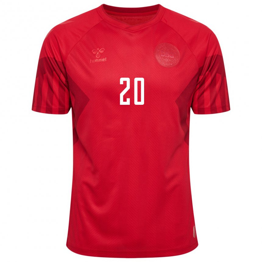 Kinder Dänische Gustav Christensen #20 Rot Heimtrikot Trikot 22-24 T-shirt Belgien
