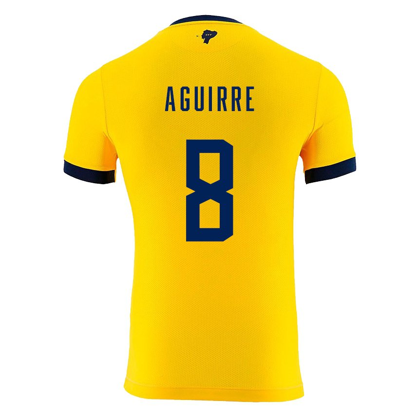Kinder Ecuadorianische Marthina Aguirre #8 Gelb Heimtrikot Trikot 22-24 T-shirt Belgien