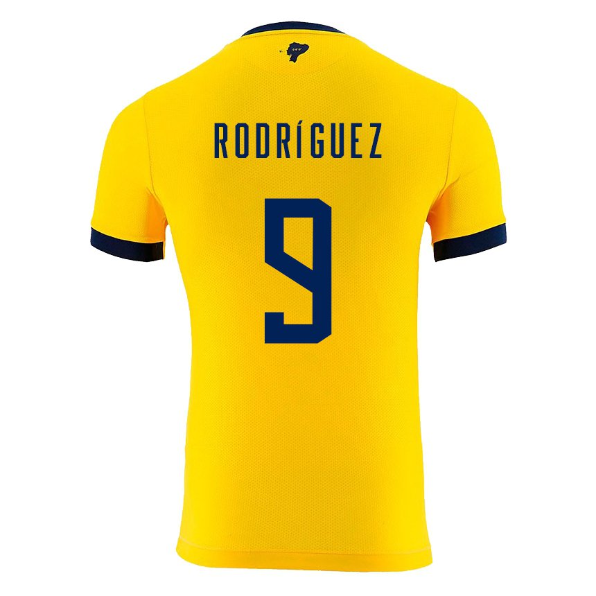 Kinder Ecuadorianische Ingrid Rodriguez #9 Gelb Heimtrikot Trikot 22-24 T-shirt Belgien
