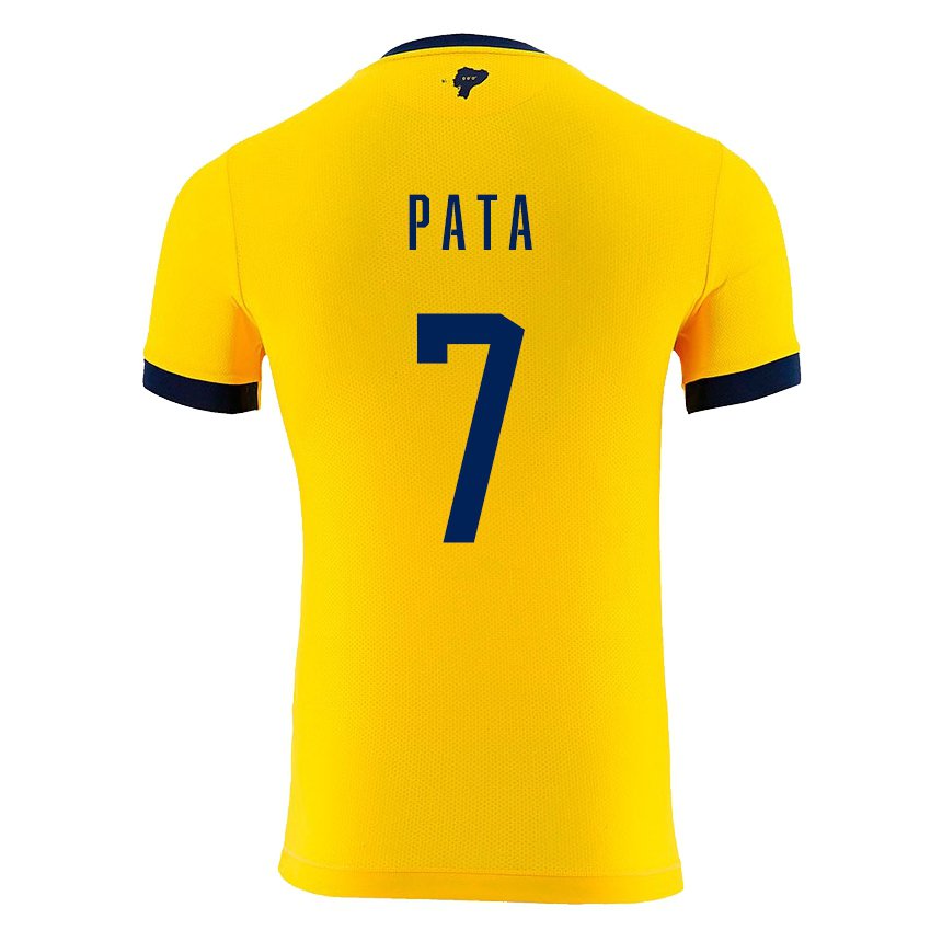 Kinder Ecuadorianische Emerson Pata #7 Gelb Heimtrikot Trikot 22-24 T-shirt Belgien