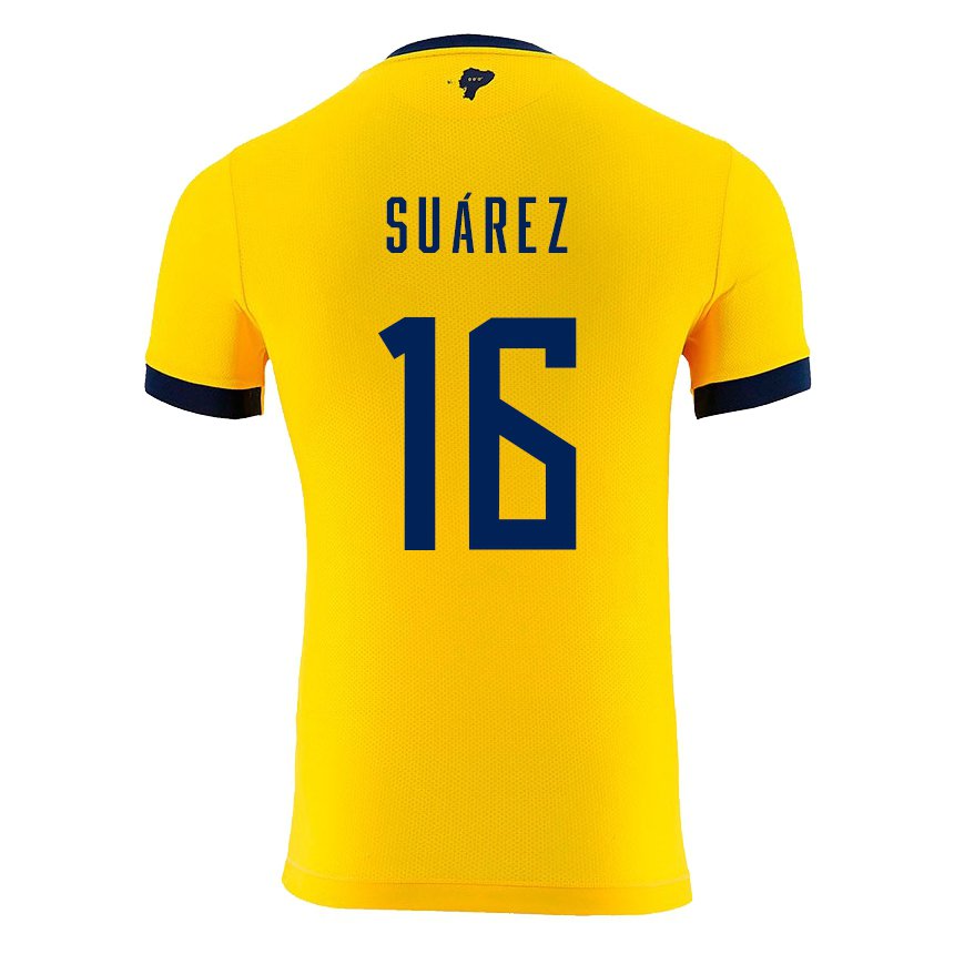 Kinder Ecuadorianische Ariel Suarez #16 Gelb Heimtrikot Trikot 22-24 T-shirt Belgien