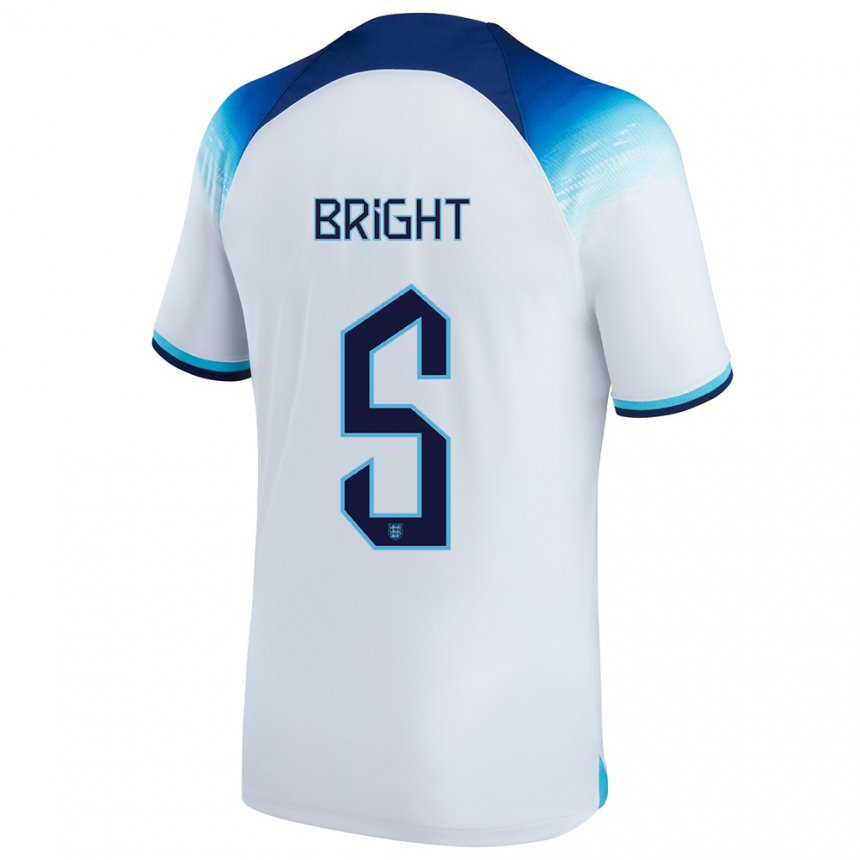 Kinder Englische Millie Bright #5 Weiß Blau Heimtrikot Trikot 22-24 T-shirt Belgien