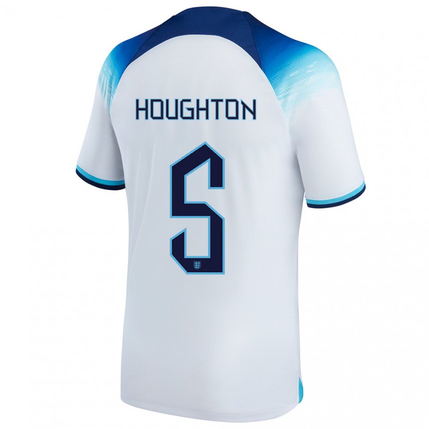 Enfant Maillot Angleterre Steph Houghton #5 Blanc Bleu  Tenues Domicile 22-24 T-shirt Belgique