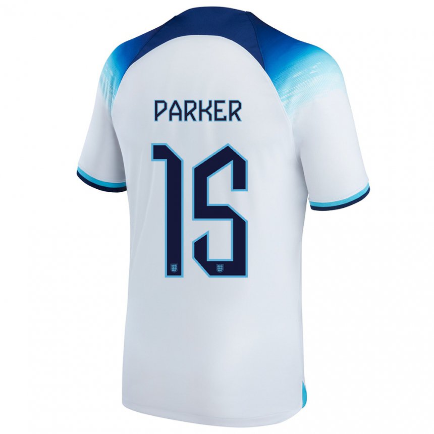 Kinder Englische Lucy Parker #15 Weiß Blau Heimtrikot Trikot 22-24 T-shirt Belgien