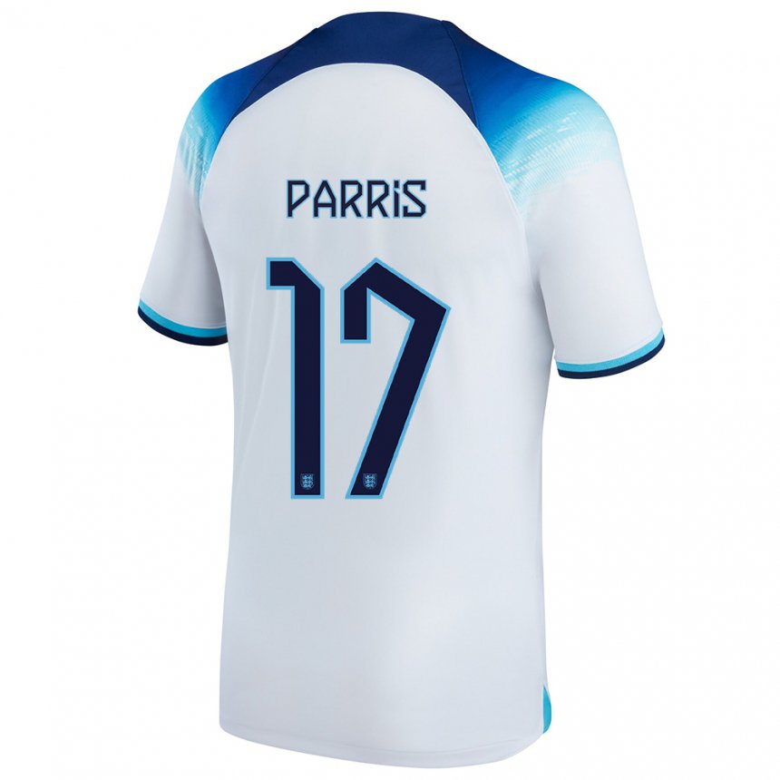 Kinder Englische Nikita Parris #17 Weiß Blau Heimtrikot Trikot 22-24 T-shirt Belgien