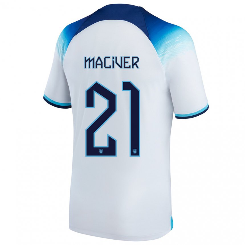 Kinder Englische Sandy Maciver #21 Weiß Blau Heimtrikot Trikot 22-24 T-shirt Belgien
