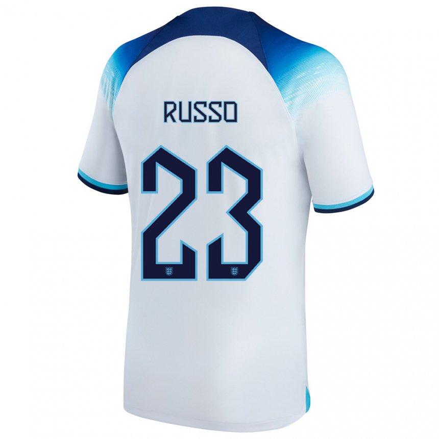 Kinder Englische Alessia Russo #23 Weiß Blau Heimtrikot Trikot 22-24 T-shirt Belgien