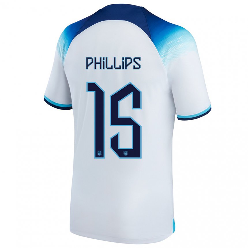 Kinder Englische Ashley Phillips #15 Weiß Blau Heimtrikot Trikot 22-24 T-shirt Belgien