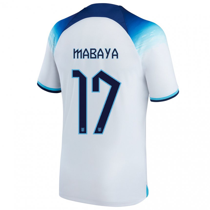 Kinder Englische Isaac Mabaya #17 Weiß Blau Heimtrikot Trikot 22-24 T-shirt Belgien