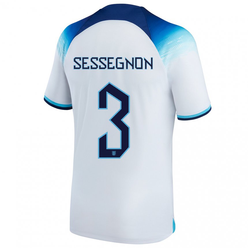 Kinder Englische Ryan Sessegnon #3 Weiß Blau Heimtrikot Trikot 22-24 T-shirt Belgien
