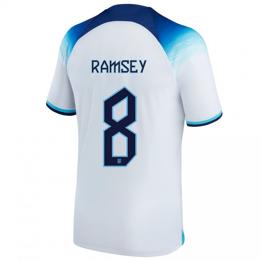 Kinder Englische Jacob Ramsey #8 Weiß Blau Heimtrikot Trikot 22-24 T-shirt Belgien