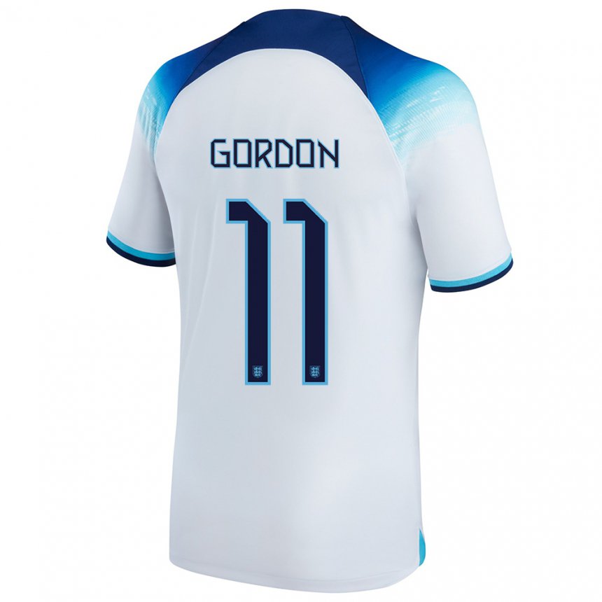 Kinder Englische Anthony Gordon #11 Weiß Blau Heimtrikot Trikot 22-24 T-shirt Belgien