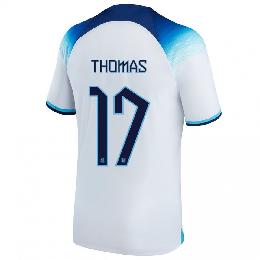 Kinder Englische Luke Thomas #17 Weiß Blau Heimtrikot Trikot 22-24 T-shirt Belgien