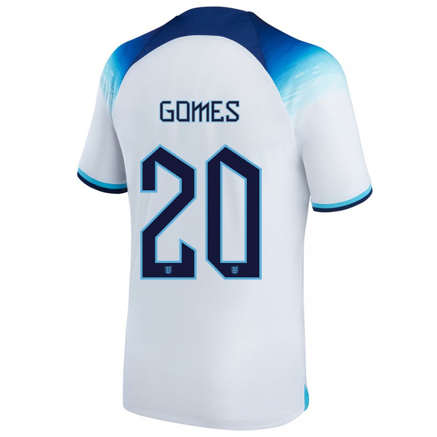 Kinder Englische Angel Gomes #20 Weiß Blau Heimtrikot Trikot 22-24 T-shirt Belgien