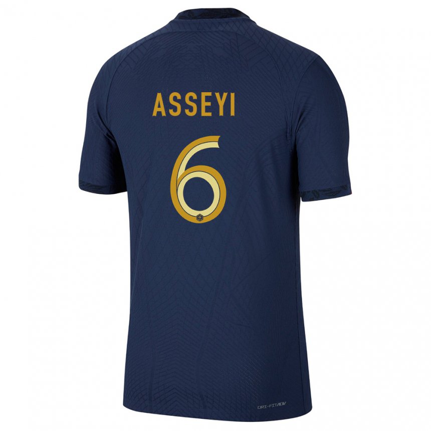 Kinder Französische Viviane Asseyi #6 Marineblau Heimtrikot Trikot 22-24 T-shirt Belgien