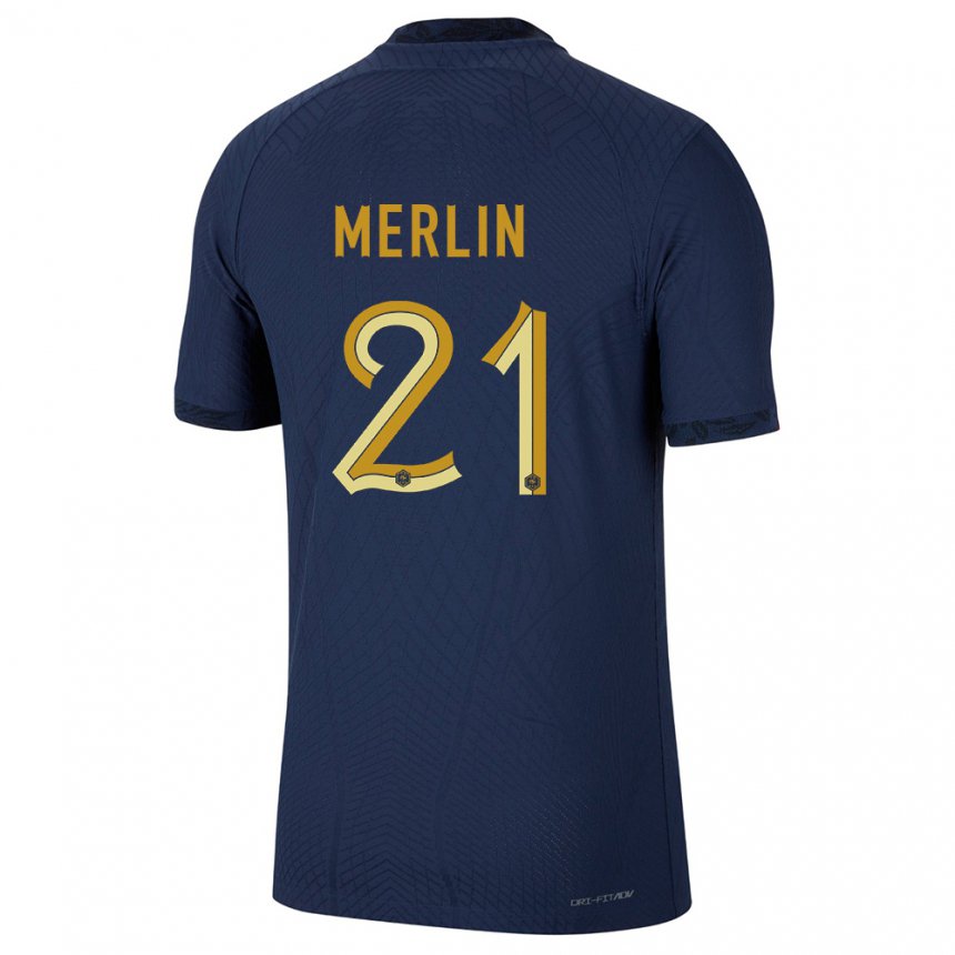 Kinder Französische Quentin Merlin #21 Marineblau Heimtrikot Trikot 22-24 T-shirt Belgien