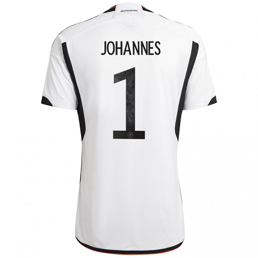 Kinder Deutsche Stina Johannes #1 Weiß Schwarz Heimtrikot Trikot 22-24 T-shirt Belgien