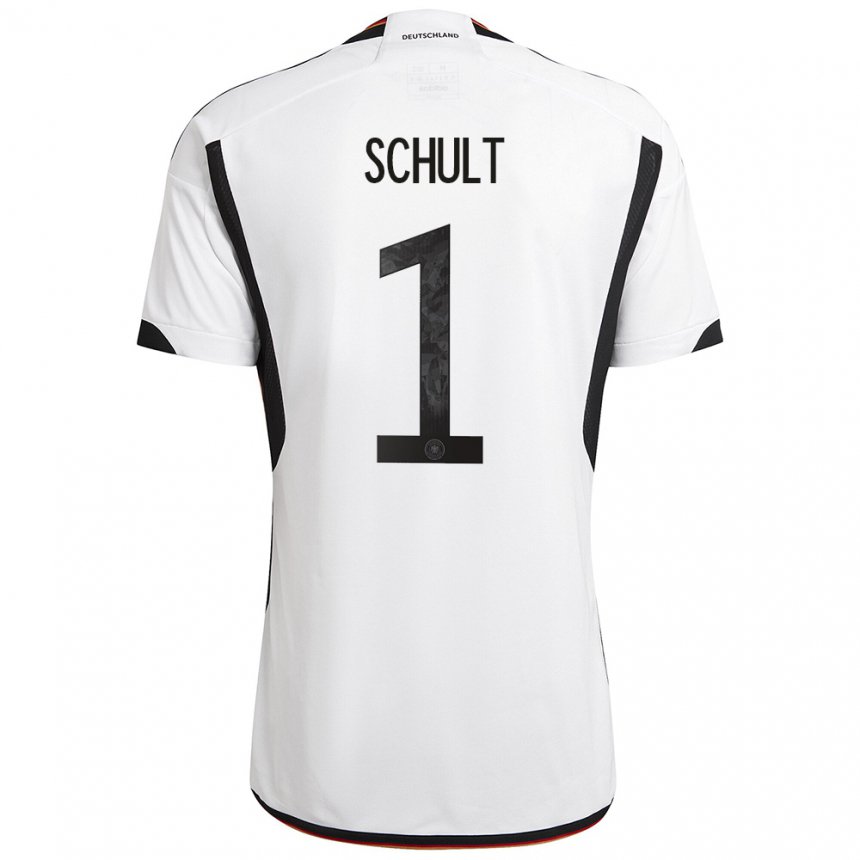Enfant Maillot Allemagne Almuth Schult #1 Blanc Noir Tenues Domicile 22-24 T-shirt Belgique