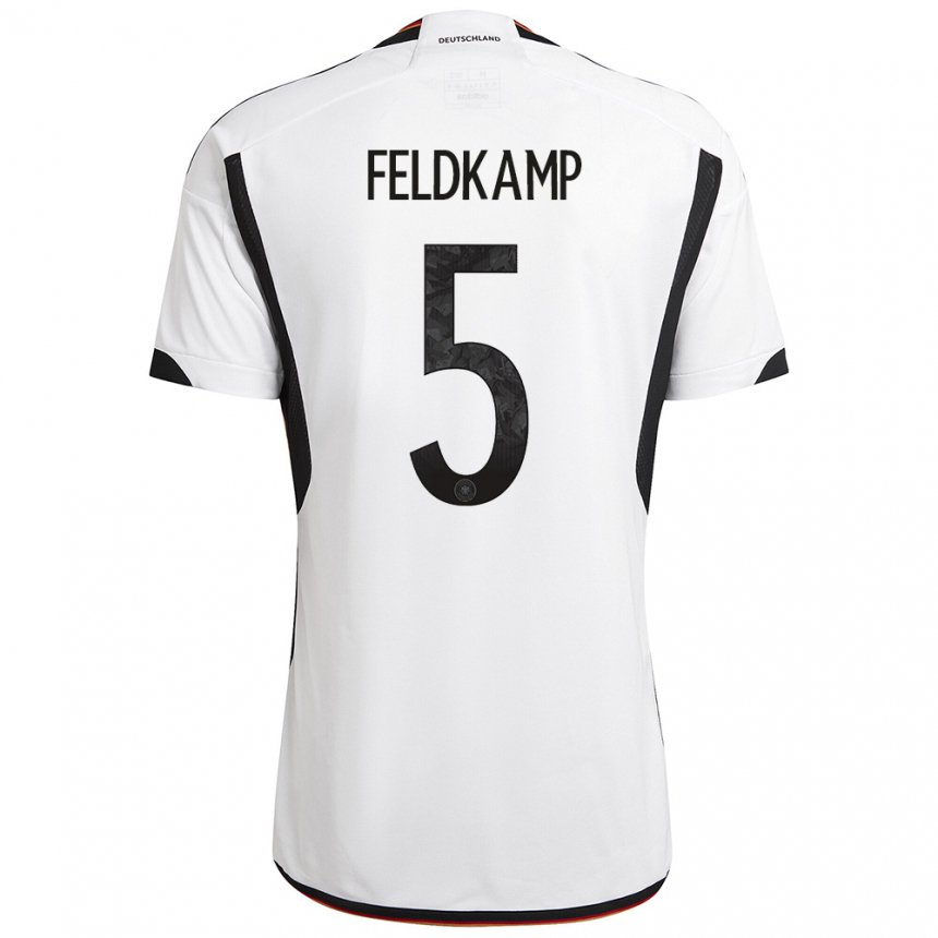 Kinder Deutsche Jana Feldkamp #5 Weiß Schwarz Heimtrikot Trikot 22-24 T-shirt Belgien