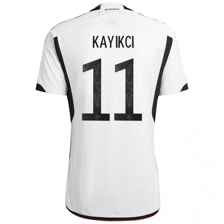 Kinder Deutsche Hasret Kayikci #11 Weiß Schwarz Heimtrikot Trikot 22-24 T-shirt Belgien