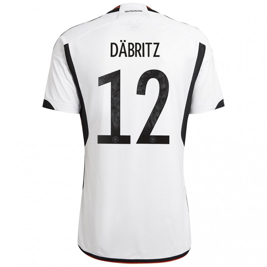 Kinder Deutsche Sara Dabritz #12 Weiß Schwarz Heimtrikot Trikot 22-24 T-shirt Belgien