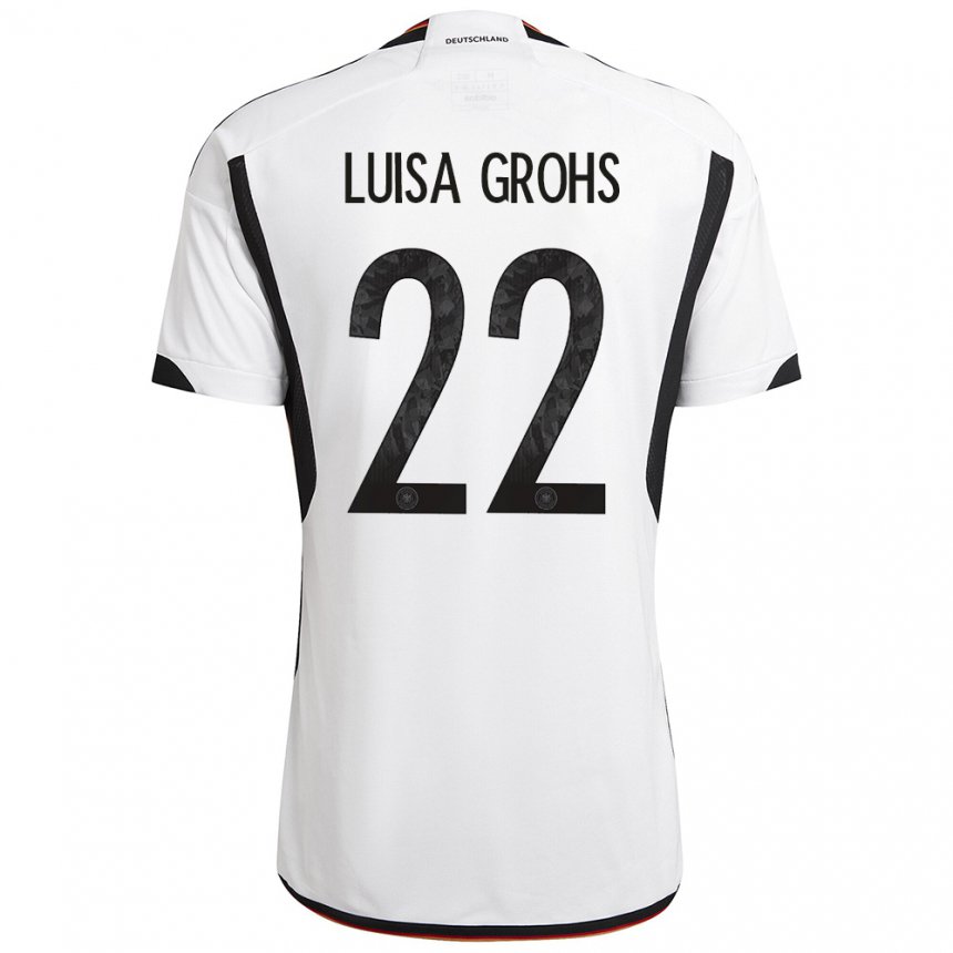 Kinder Deutsche Maria Luisa Grohs #22 Weiß Schwarz Heimtrikot Trikot 22-24 T-shirt Belgien