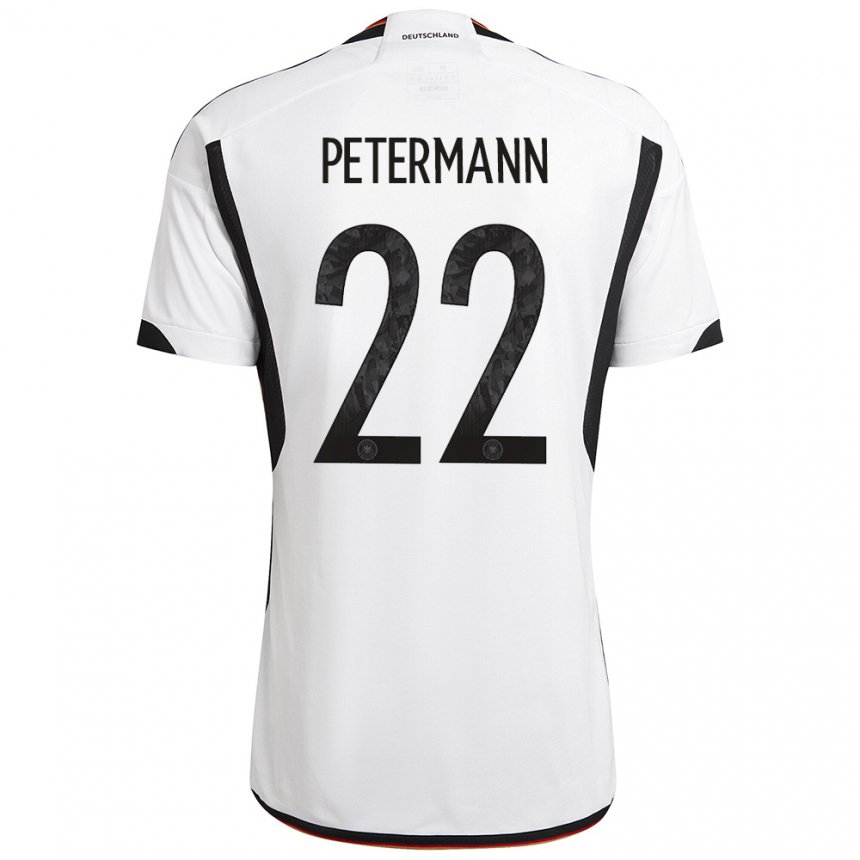 Kinder Deutsche Lena Petermann #22 Weiß Schwarz Heimtrikot Trikot 22-24 T-shirt Belgien