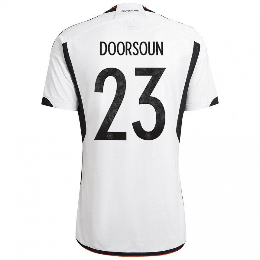 Kinder Deutsche Sara Doorsoun #23 Weiß Schwarz Heimtrikot Trikot 22-24 T-shirt Belgien