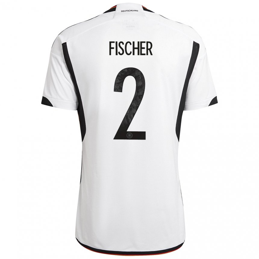Kinder Deutsche Kilian Fischer #2 Weiß Schwarz Heimtrikot Trikot 22-24 T-shirt Belgien