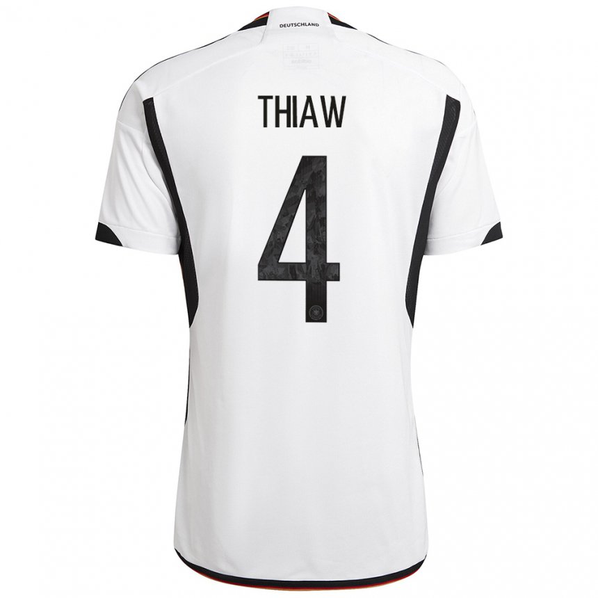 Kinder Deutsche Malick Thiaw #4 Weiß Schwarz Heimtrikot Trikot 22-24 T-shirt Belgien