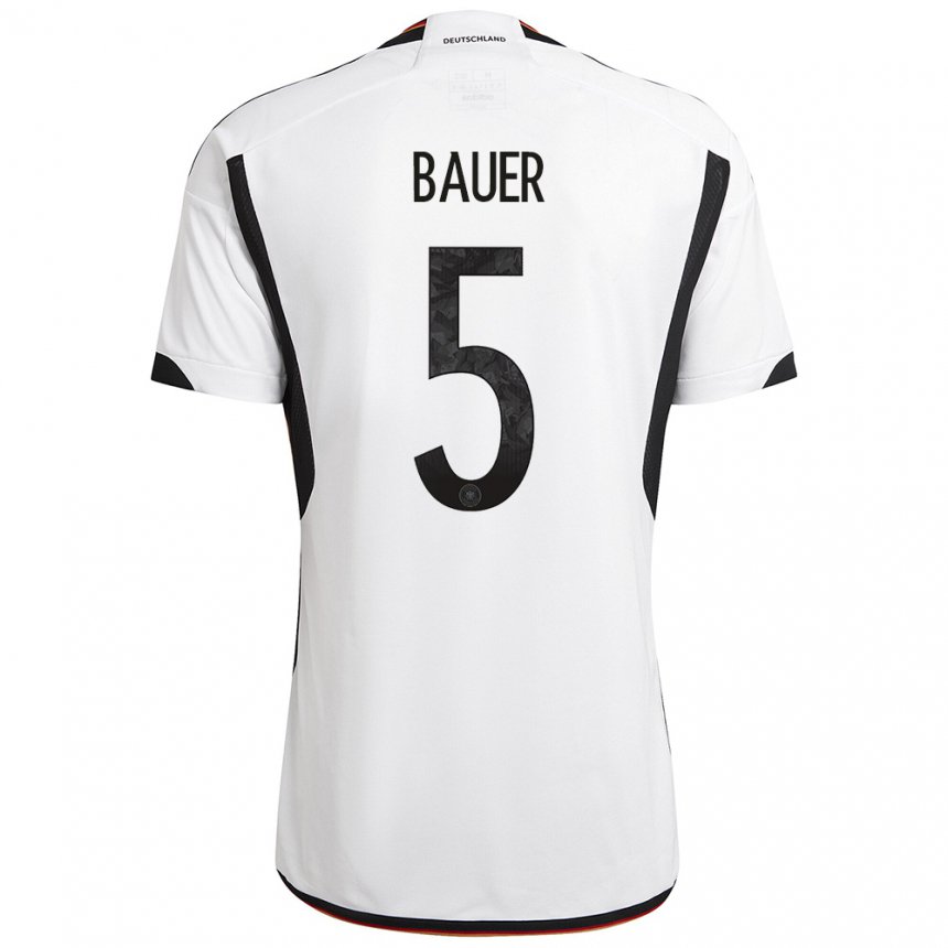 Kinder Deutsche Maximilian Bauer #5 Weiß Schwarz Heimtrikot Trikot 22-24 T-shirt Belgien