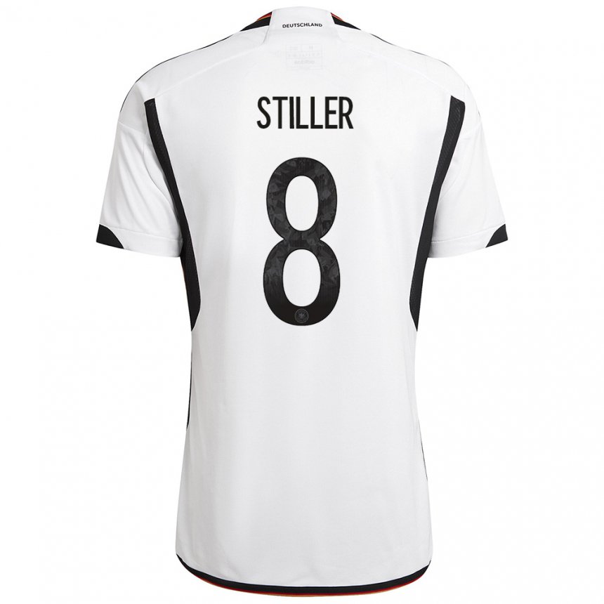 Kinder Deutsche Angelo Stiller #8 Weiß Schwarz Heimtrikot Trikot 22-24 T-shirt Belgien