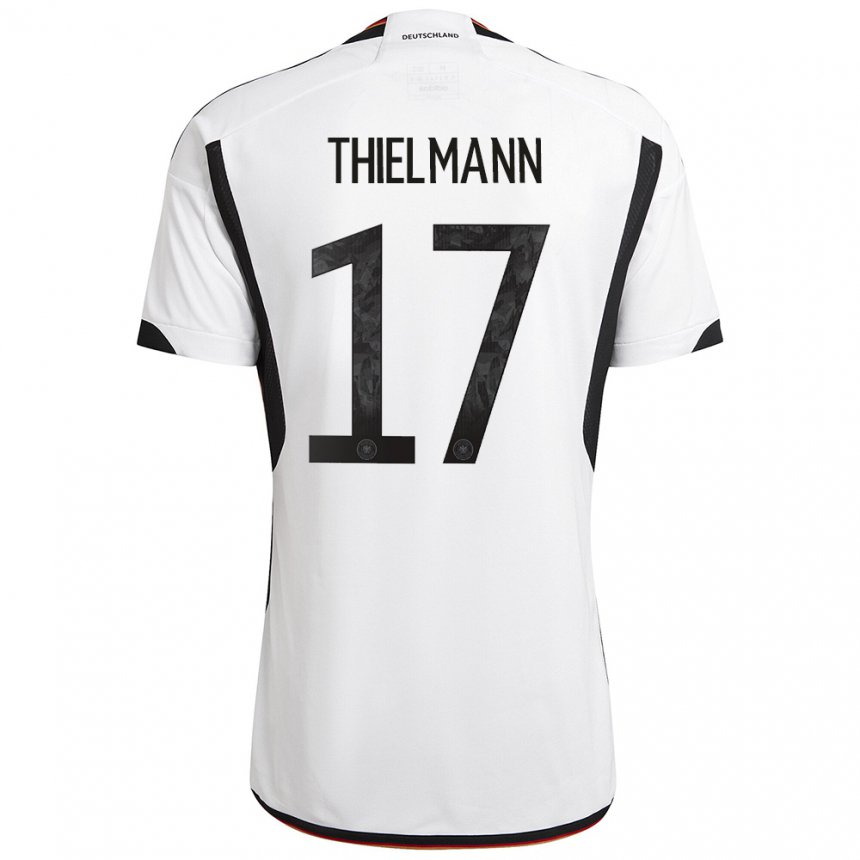 Kinder Deutsche Jan Thielmann #17 Weiß Schwarz Heimtrikot Trikot 22-24 T-shirt Belgien
