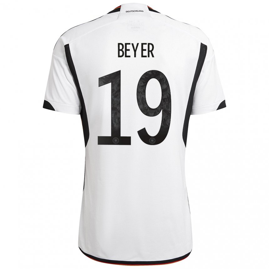 Kinder Deutsche Jordan Beyer #19 Weiß Schwarz Heimtrikot Trikot 22-24 T-shirt Belgien