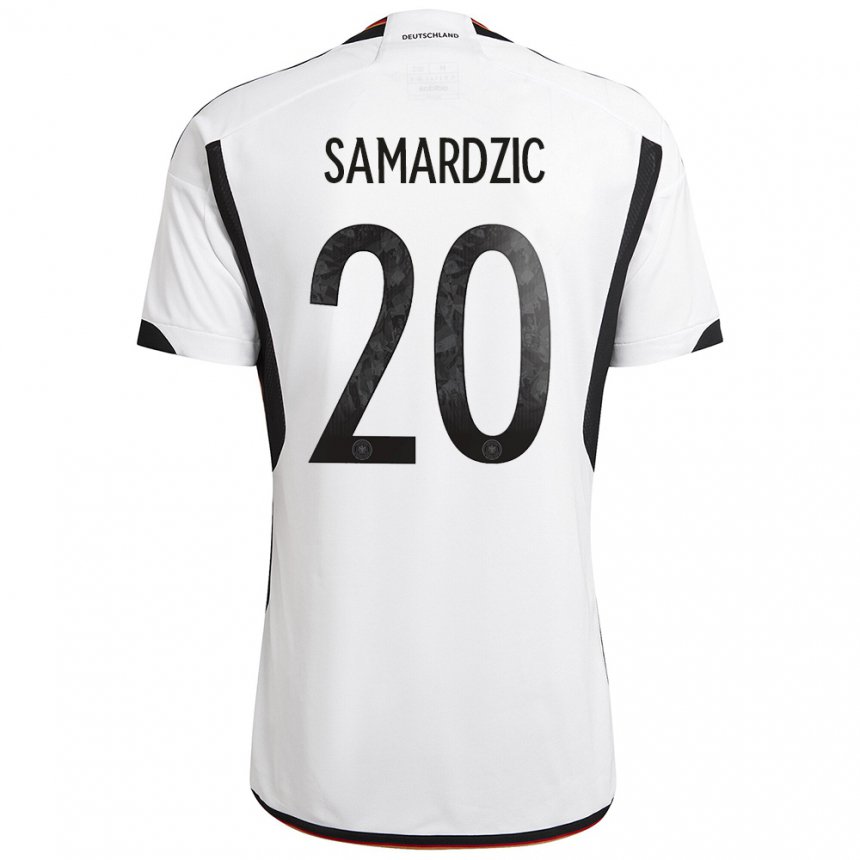 Kinder Deutsche Lazar Samardzic #20 Weiß Schwarz Heimtrikot Trikot 22-24 T-shirt Belgien