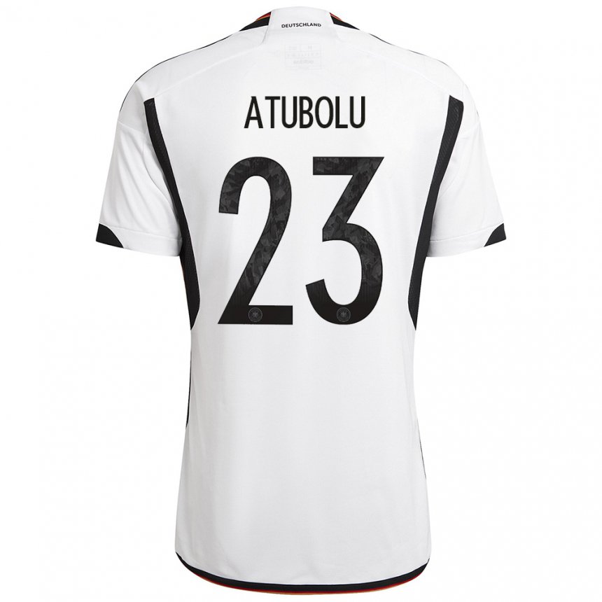 Kinder Deutsche Noah Atubolu #23 Weiß Schwarz Heimtrikot Trikot 22-24 T-shirt Belgien