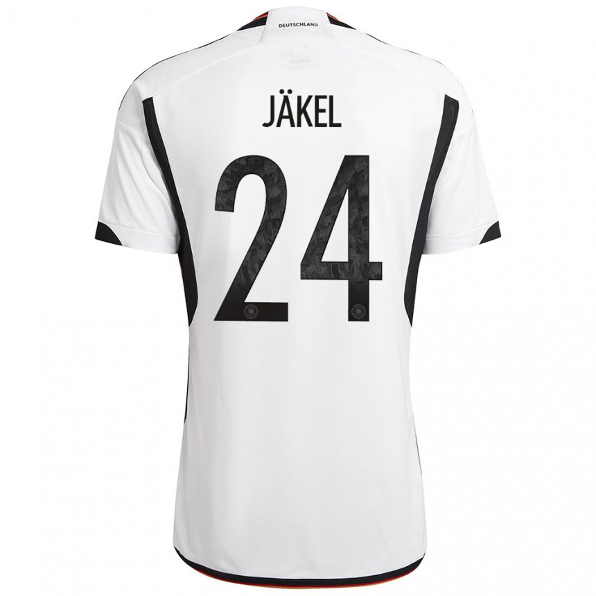 Kinder Deutsche Frederik Jakel #24 Weiß Schwarz Heimtrikot Trikot 22-24 T-shirt Belgien