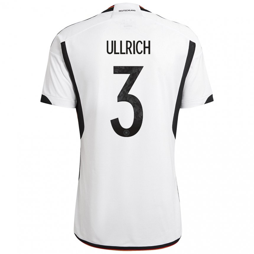Kinder Deutsche Lukas Ullrich #3 Weiß Schwarz Heimtrikot Trikot 22-24 T-shirt Belgien