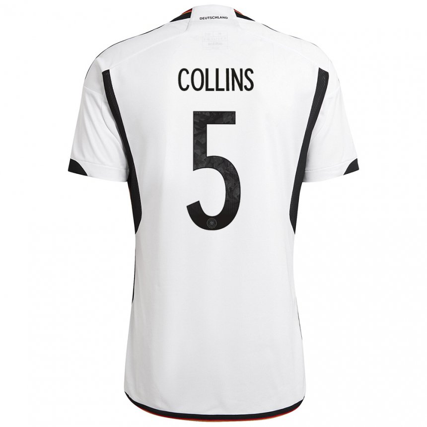 Kinder Deutsche Nnamdi Collins #5 Weiß Schwarz Heimtrikot Trikot 22-24 T-shirt Belgien