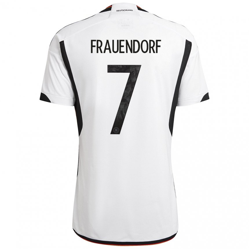 Enfant Maillot Allemagne Melkamu Frauendorf #7 Blanc Noir Tenues Domicile 22-24 T-shirt Belgique