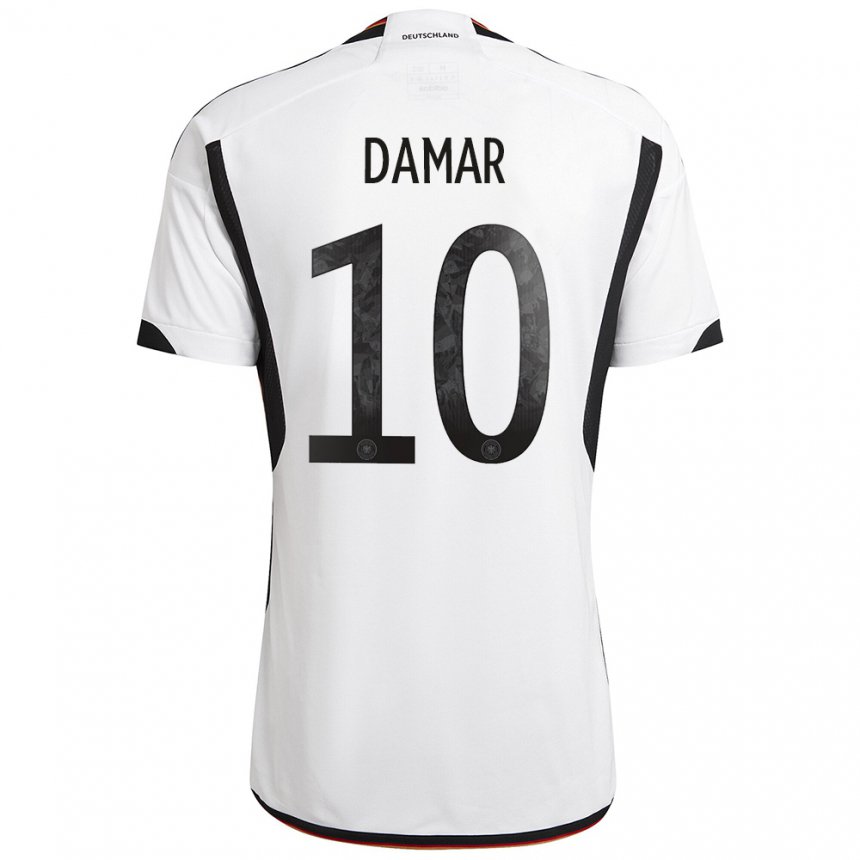Kinder Deutsche Muhammed Damar #10 Weiß Schwarz Heimtrikot Trikot 22-24 T-shirt Belgien