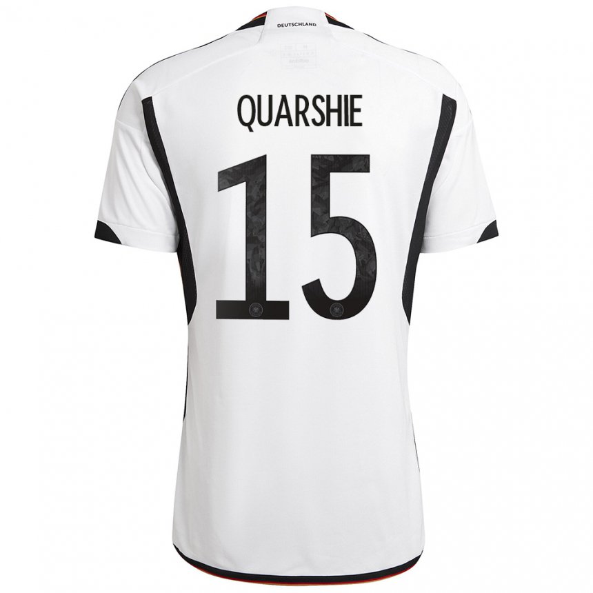 Kinder Deutsche Joshua Quarshie #15 Weiß Schwarz Heimtrikot Trikot 22-24 T-shirt Belgien