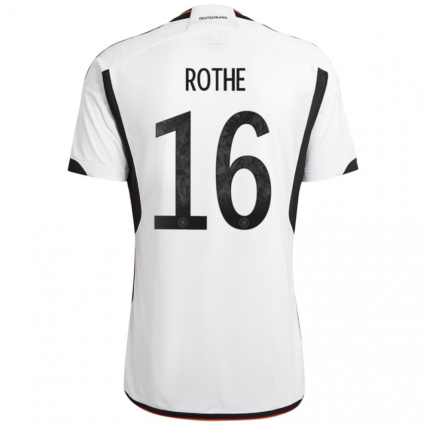 Kinder Deutsche Tom Rothe #16 Weiß Schwarz Heimtrikot Trikot 22-24 T-shirt Belgien
