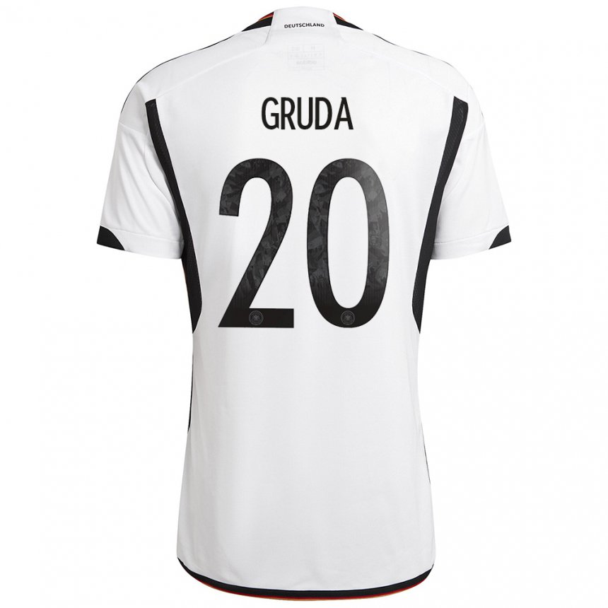 Kinder Deutsche Brajan Gruda #20 Weiß Schwarz Heimtrikot Trikot 22-24 T-shirt Belgien