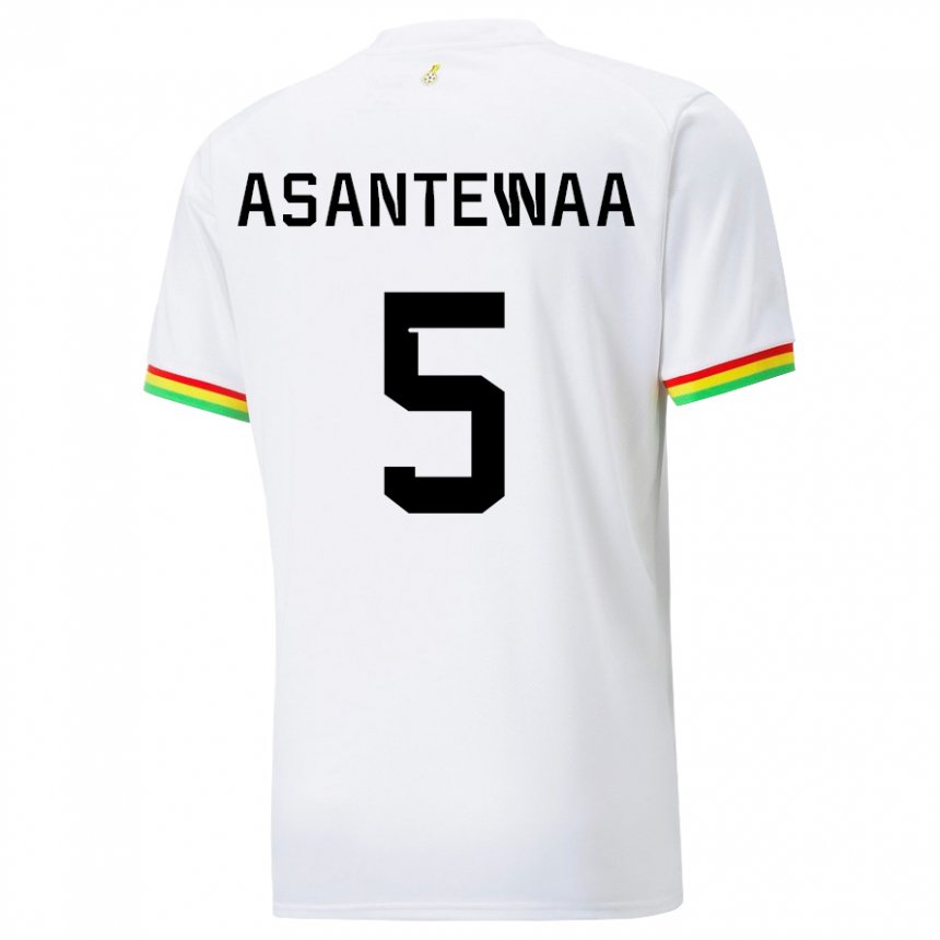 Enfant Maillot Ghana Grace Asantewaa #5 Blanc Tenues Domicile 22-24 T-shirt Belgique