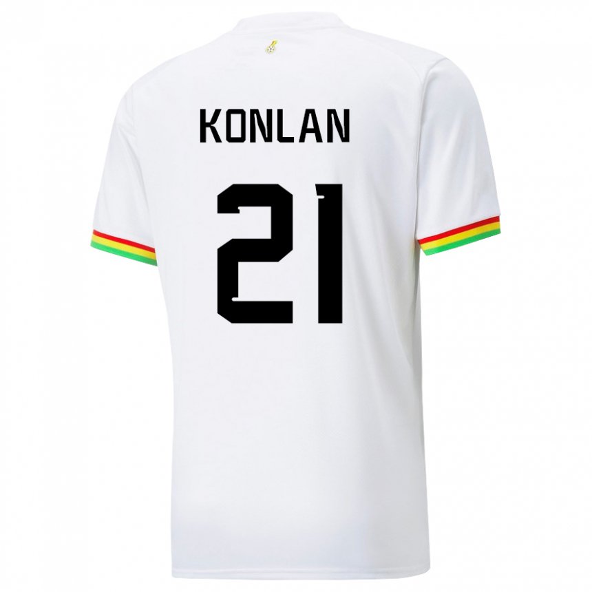 Kinder Ghanaische Cynthia Konlan #21 Weiß Heimtrikot Trikot 22-24 T-shirt Belgien