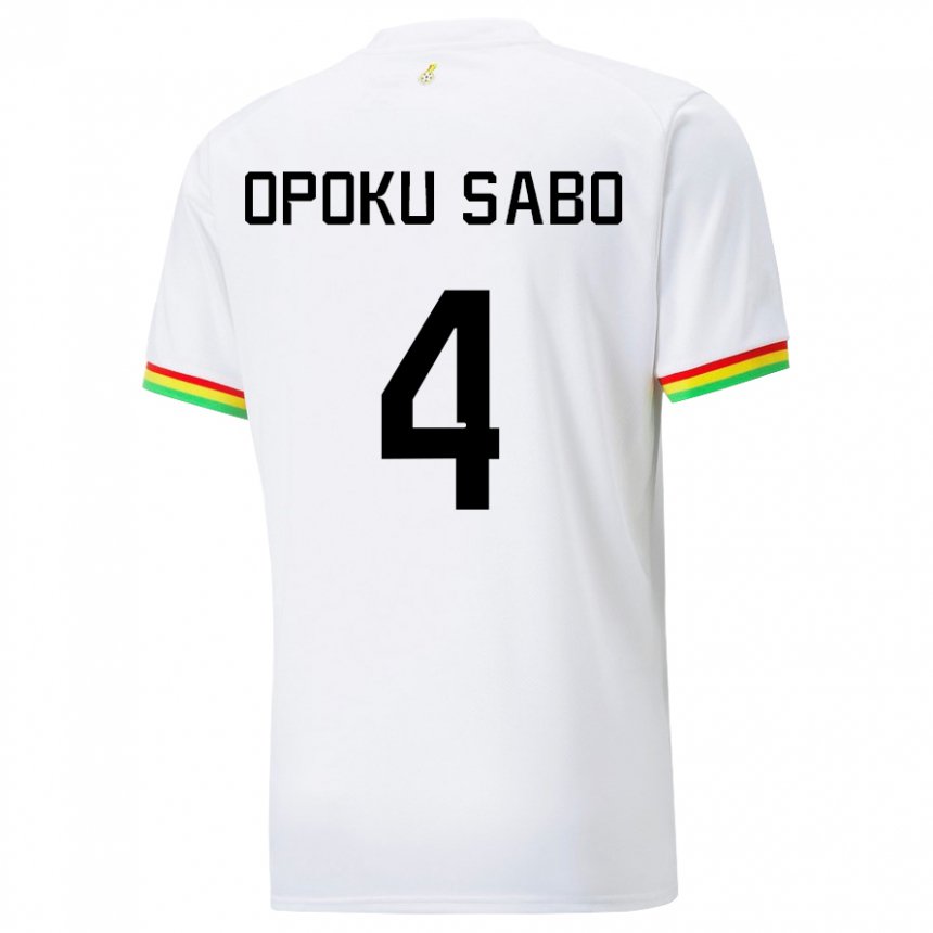 Enfant Maillot Ghana Alex Opoku Sabo #4 Blanc Tenues Domicile 22-24 T-shirt Belgique