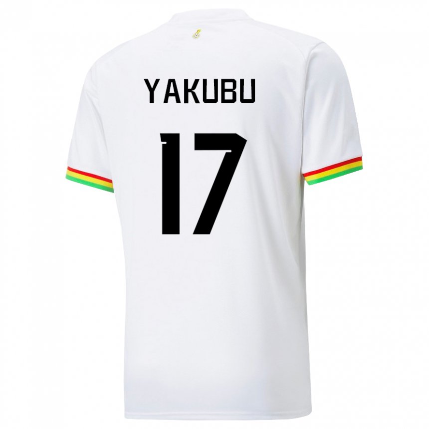 Enfant Maillot Ghana Mustapha Yakubu #17 Blanc Tenues Domicile 22-24 T-shirt Belgique