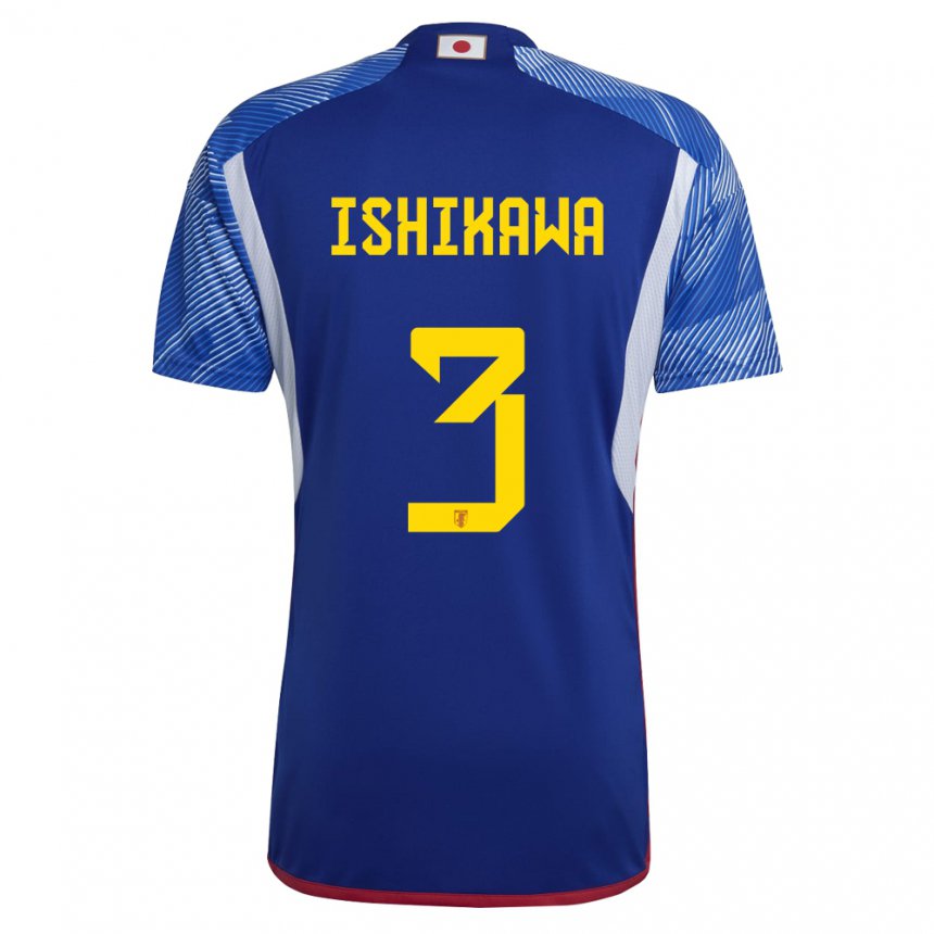 Kinder Japanische Seita Ishikawa #3 Königsblau Heimtrikot Trikot 22-24 T-shirt Belgien