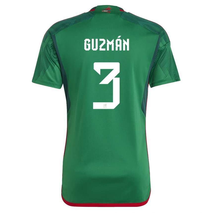 Kinder Mexikanische Victor Guzman #3 Grün Heimtrikot Trikot 22-24 T-shirt Belgien